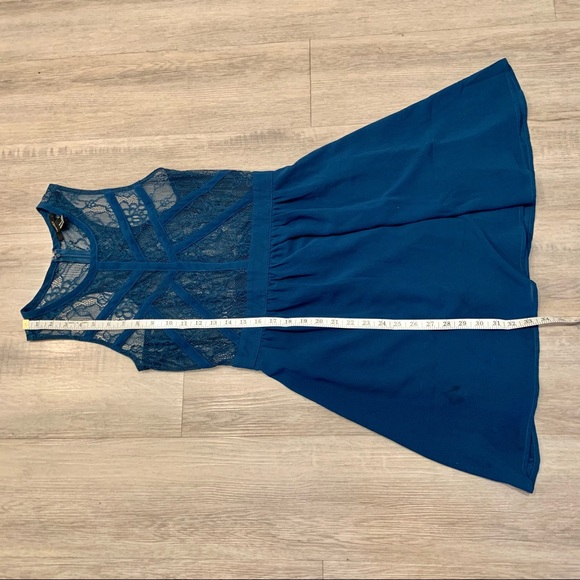 🔥 Forever 21 Dark Teal Blue Lace Dress M - Picture 6 of 8